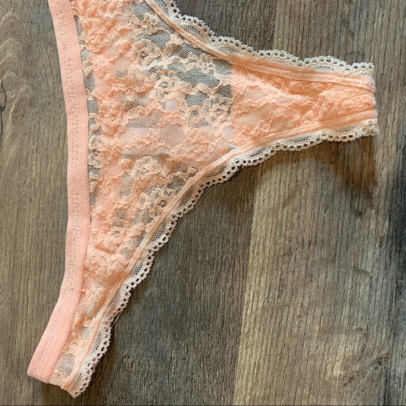 VS Vintage peachy neon All Over Lace Thong Panty - Picture 2 of 8